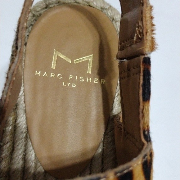 Marc Fisher Rexly Leopard Fur Espadrille Platform Sandals Stylish Trendy 6.5 - Picture 6 of 10